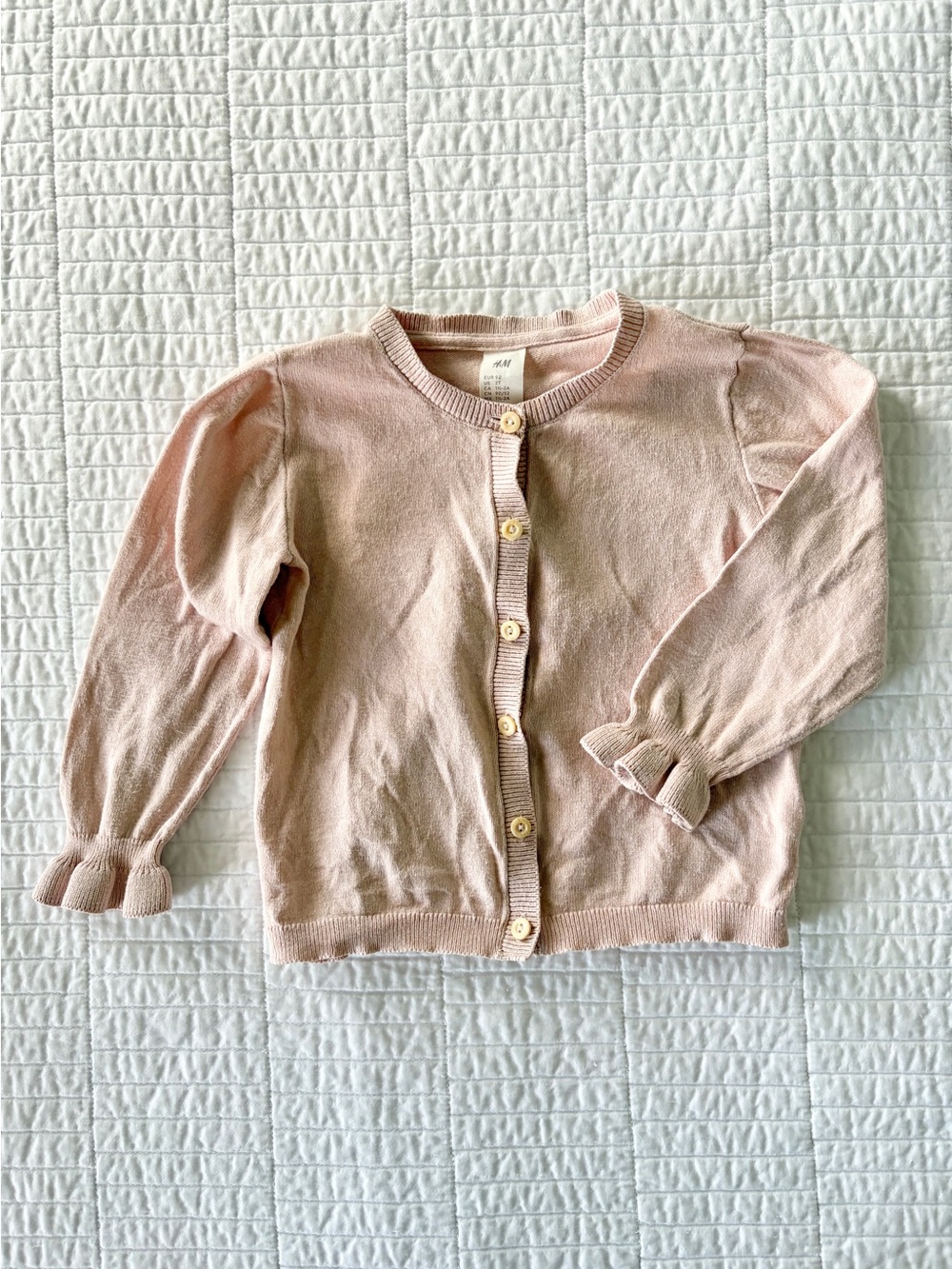 H&M Fine Knit Cotton Pink Button-Front Cardigan - Toddler Girls Size 2T
